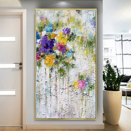 3D Abstract Colourful Flowers Textured Painting
