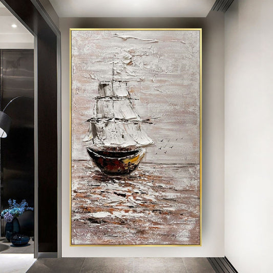 3D Textured Seascape Wonders Sailing Ship Wall Art