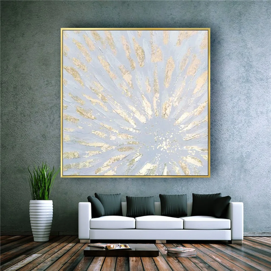 Modern Abstract Gold Silver Texture Square Wall Artwork