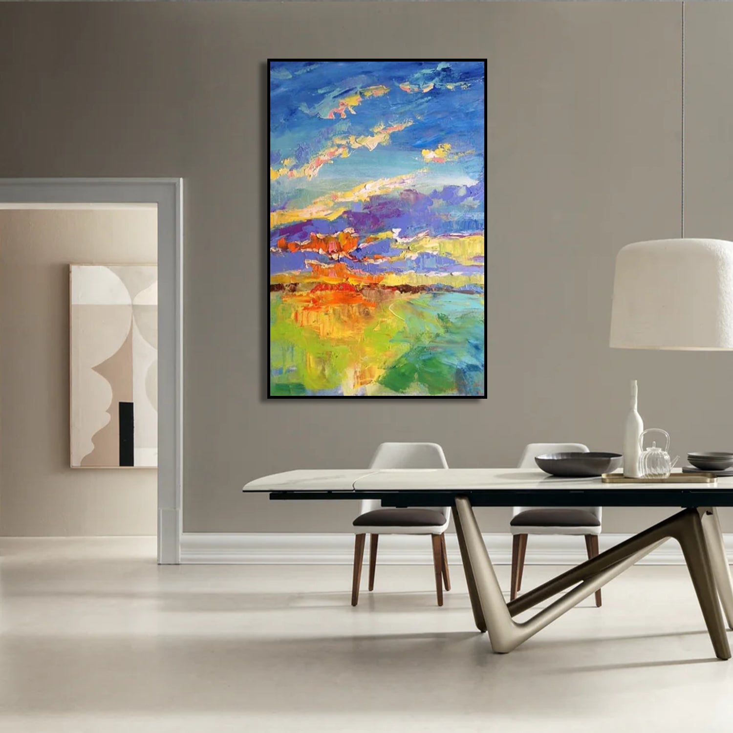 Colourful Abstract Landscape Impressionist Field Wall Art