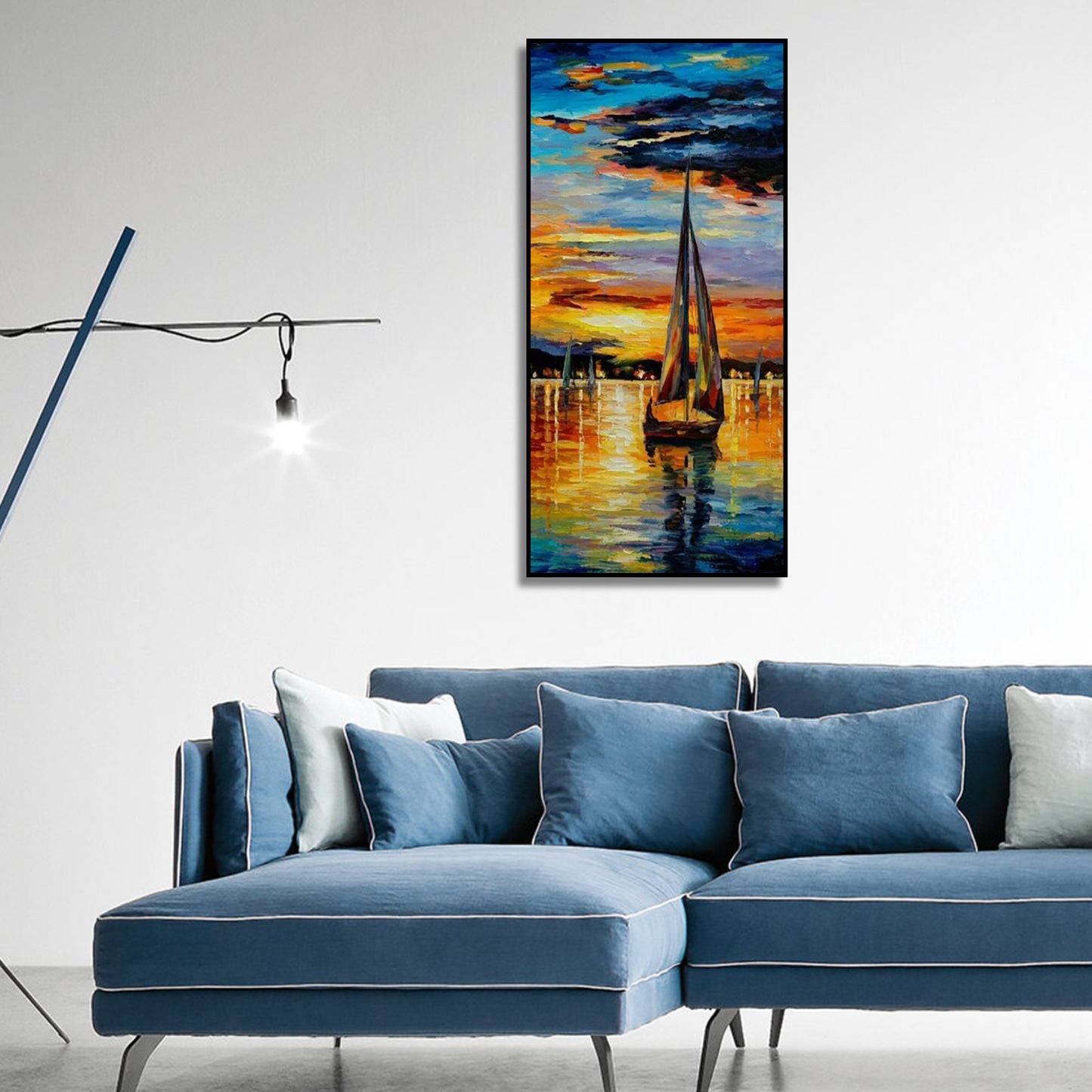 Nautical Sunset Sailboat Seascape Canvas Wall Art Painting