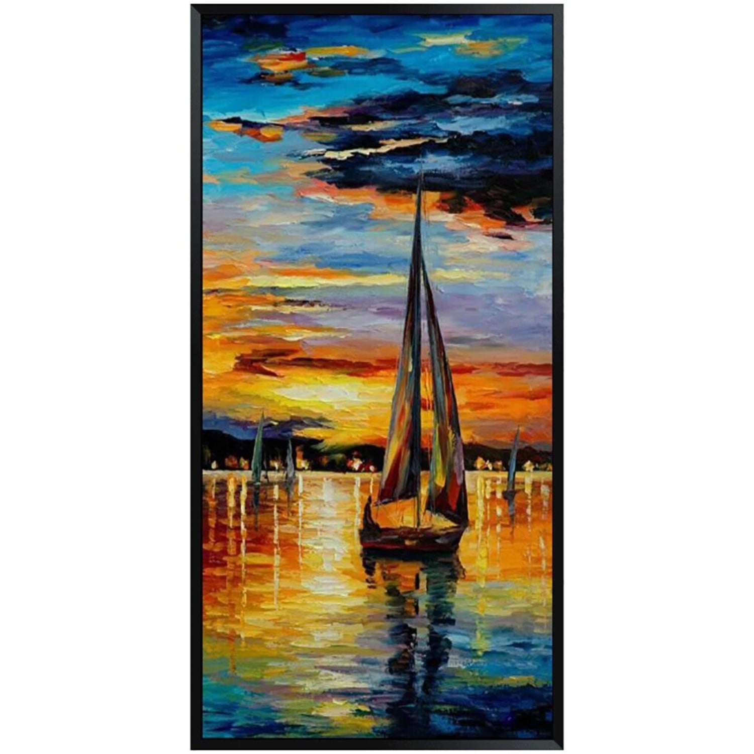 Nautical Sunset Sailboat Seascape Canvas Wall Art Painting