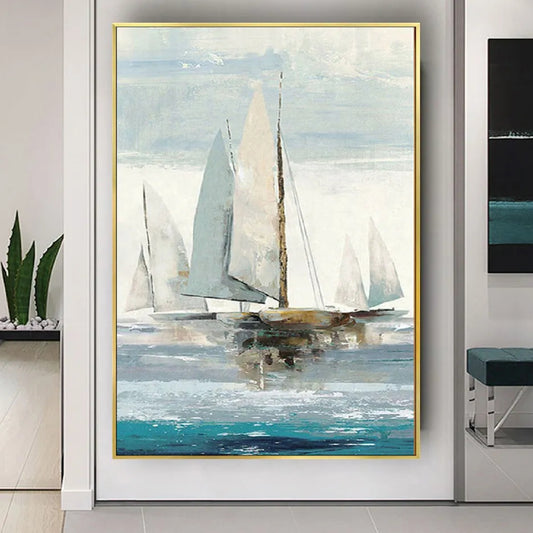 Abstract Sailing Seascape Textured Wall Artwork
