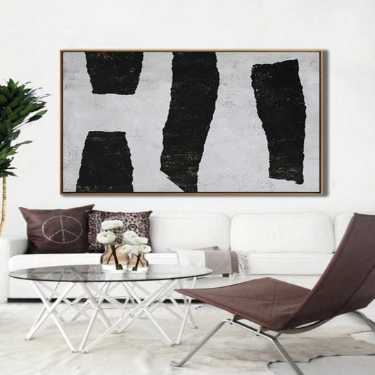 Decorative Black White Texture Minimalist Painting