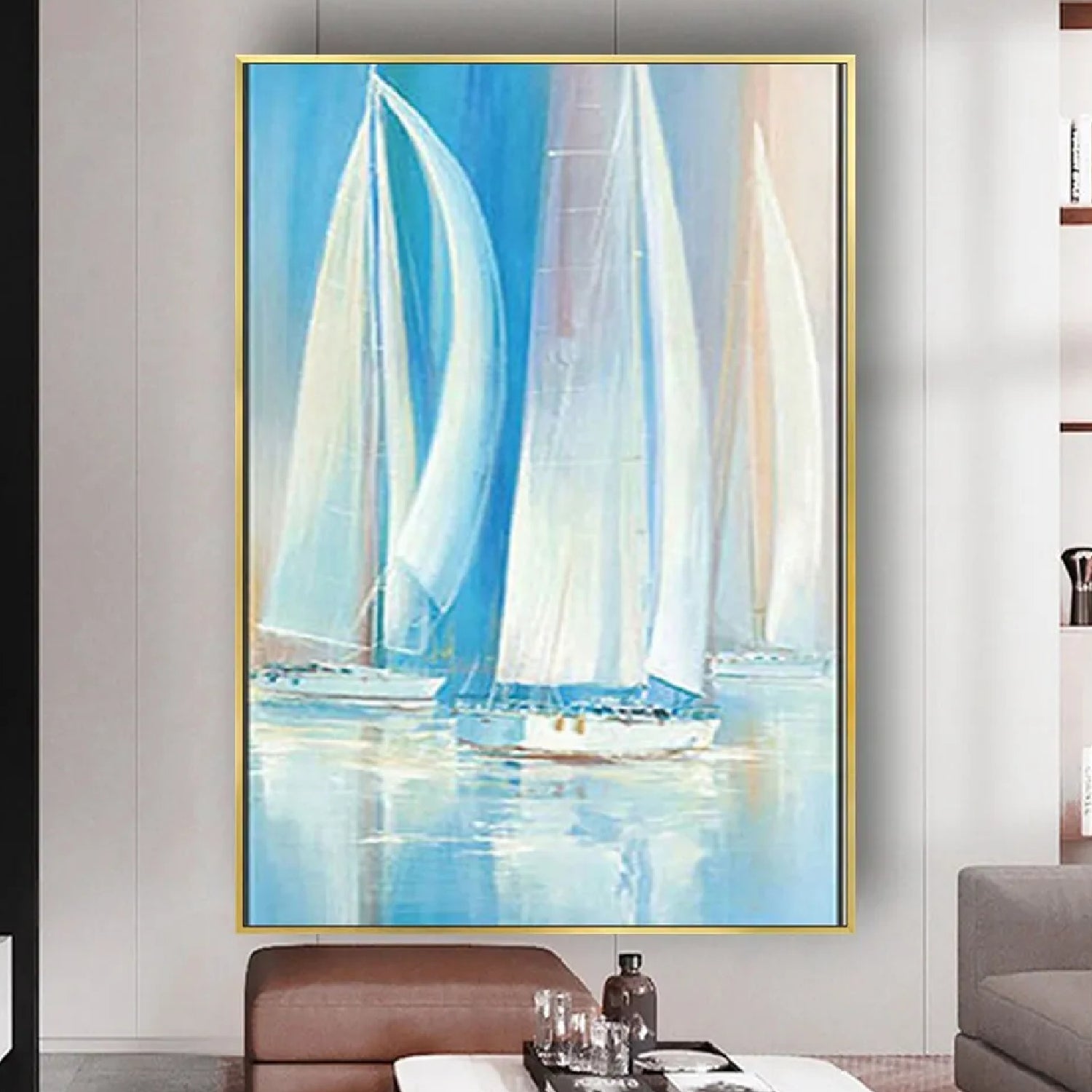 Large Abstract Wind Sea Boat Minimalist Painting