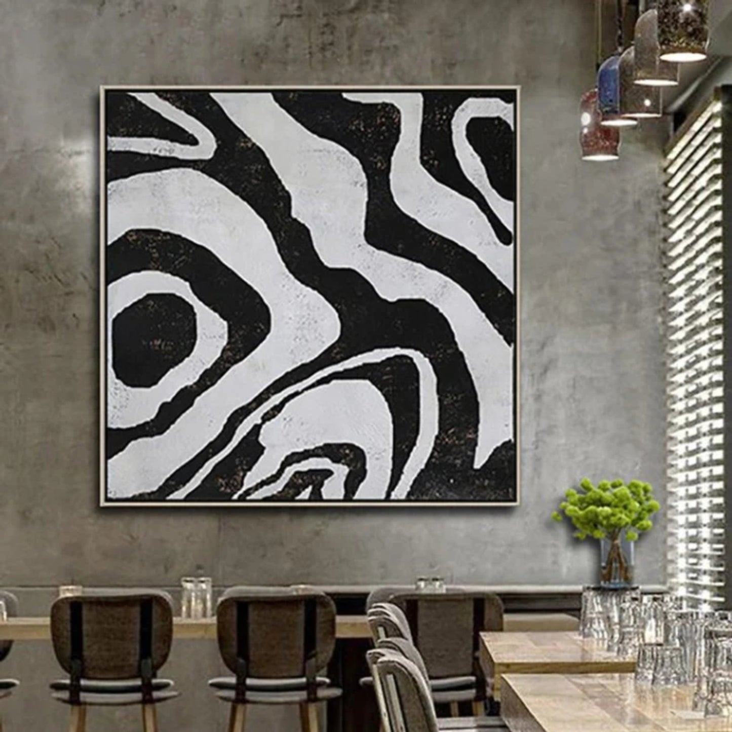 Abstract Zebra Stripes Pattern Contemporary Painting