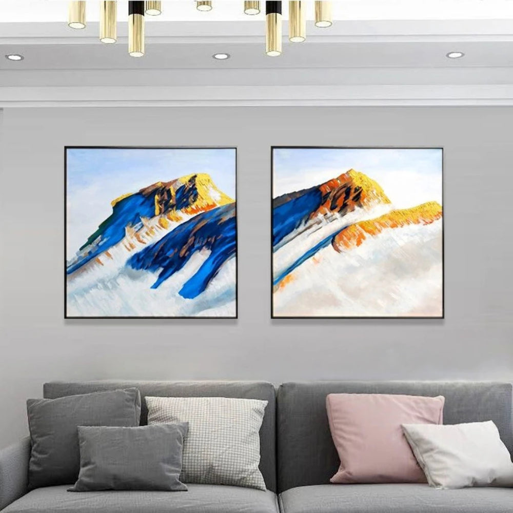 Shining Snowy Mountains Set of 2 Wall Decor Painting