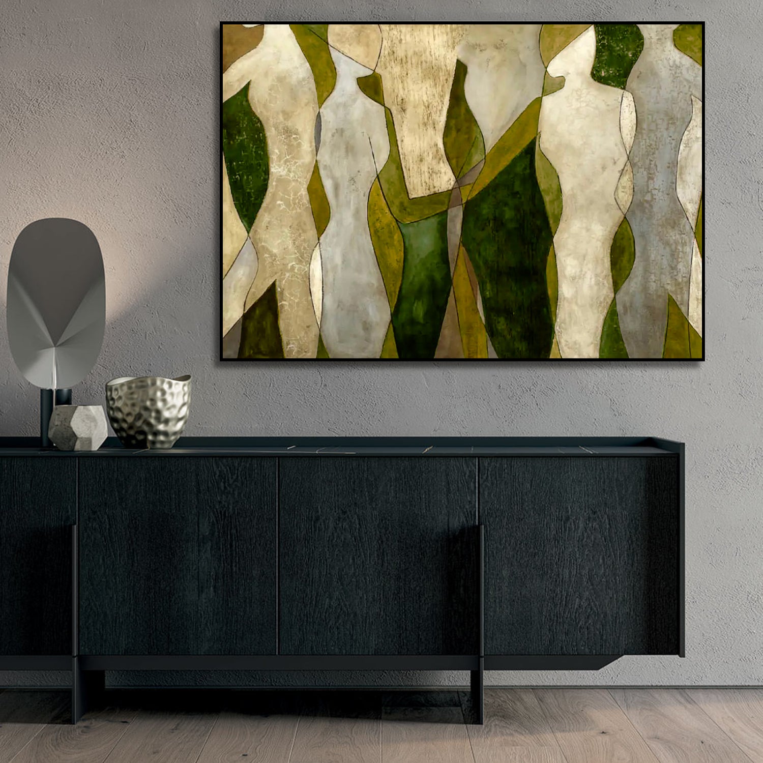 Attractive Overlapping Dance Abstract Oil Painting