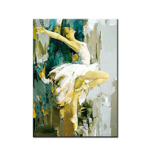 Abstract Dancing Ballet Girl Textured Oil Painting