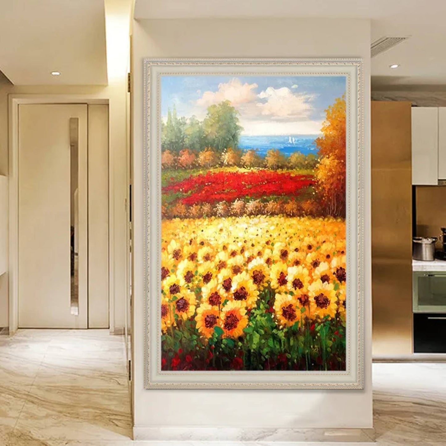 Beautiful Sunflower Field Landscape Mural Painting