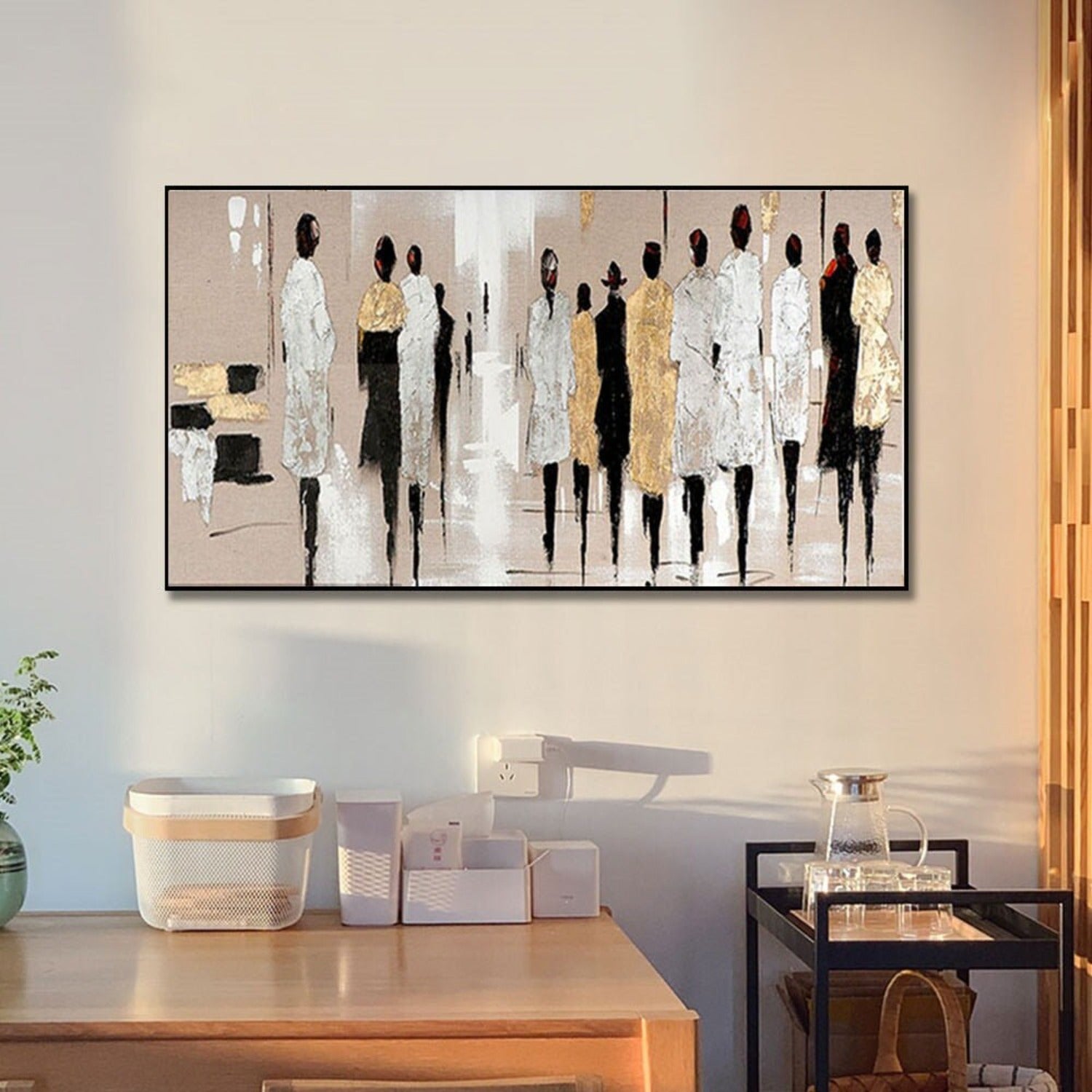 Abstract Crowd of People Walking Acrylic Painting