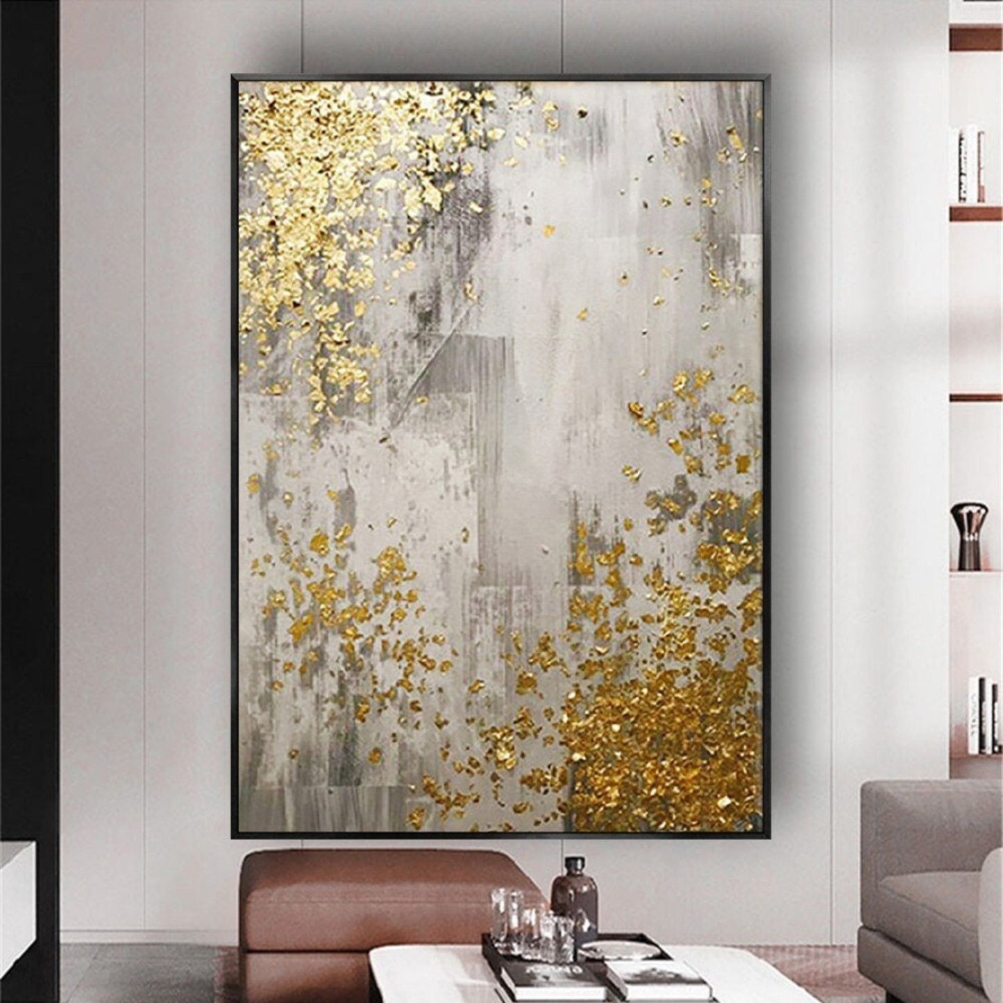 Gold Foil 100% Hand Painted Luxurious Wall Decor