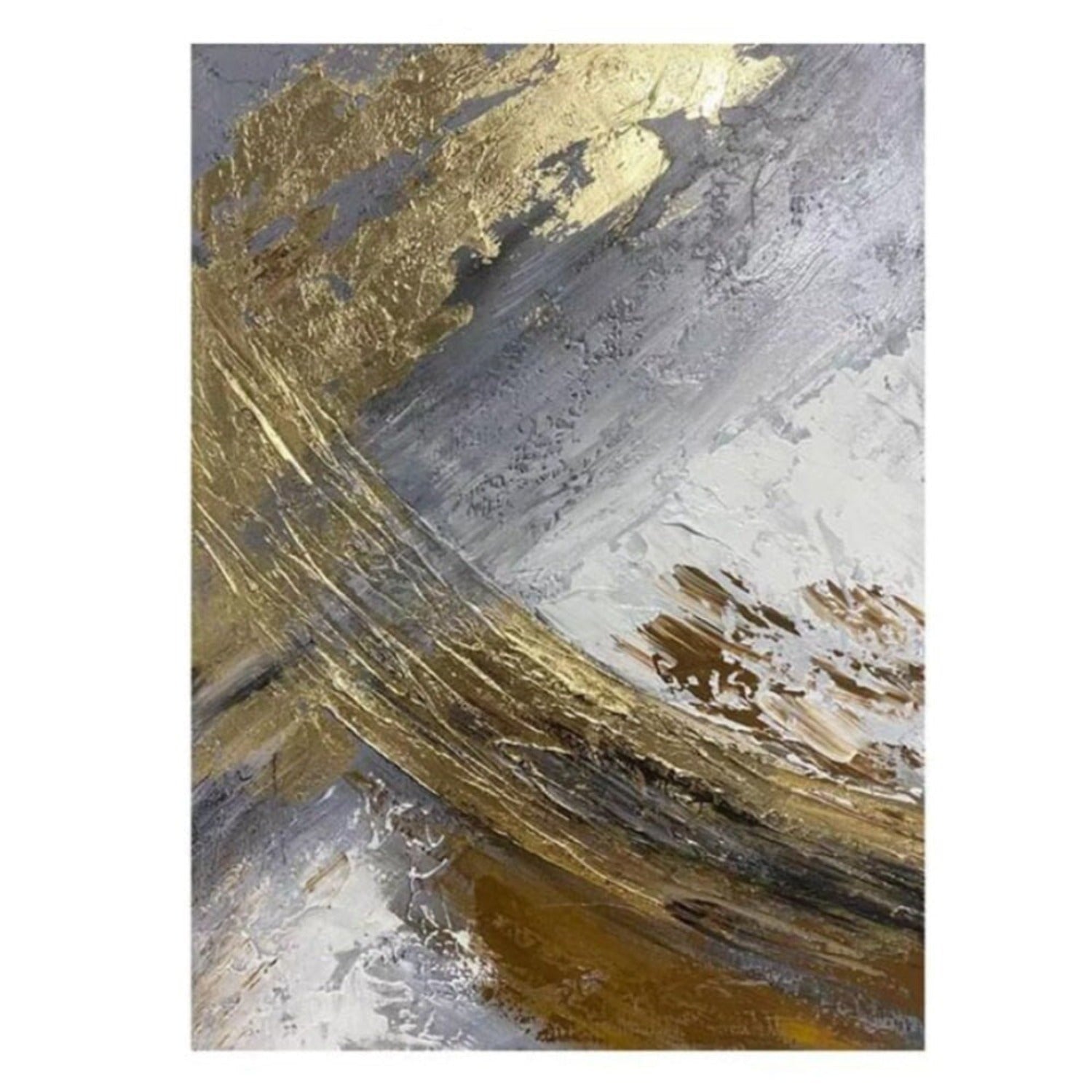 Grey Gold Marble Effect Set of 3 Hand Painted Art