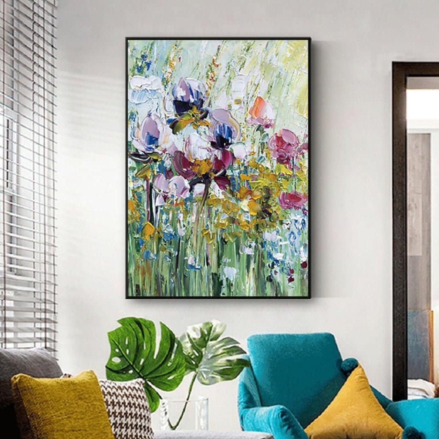 Abstract Colourful Flowers 100% Hand Painted Art