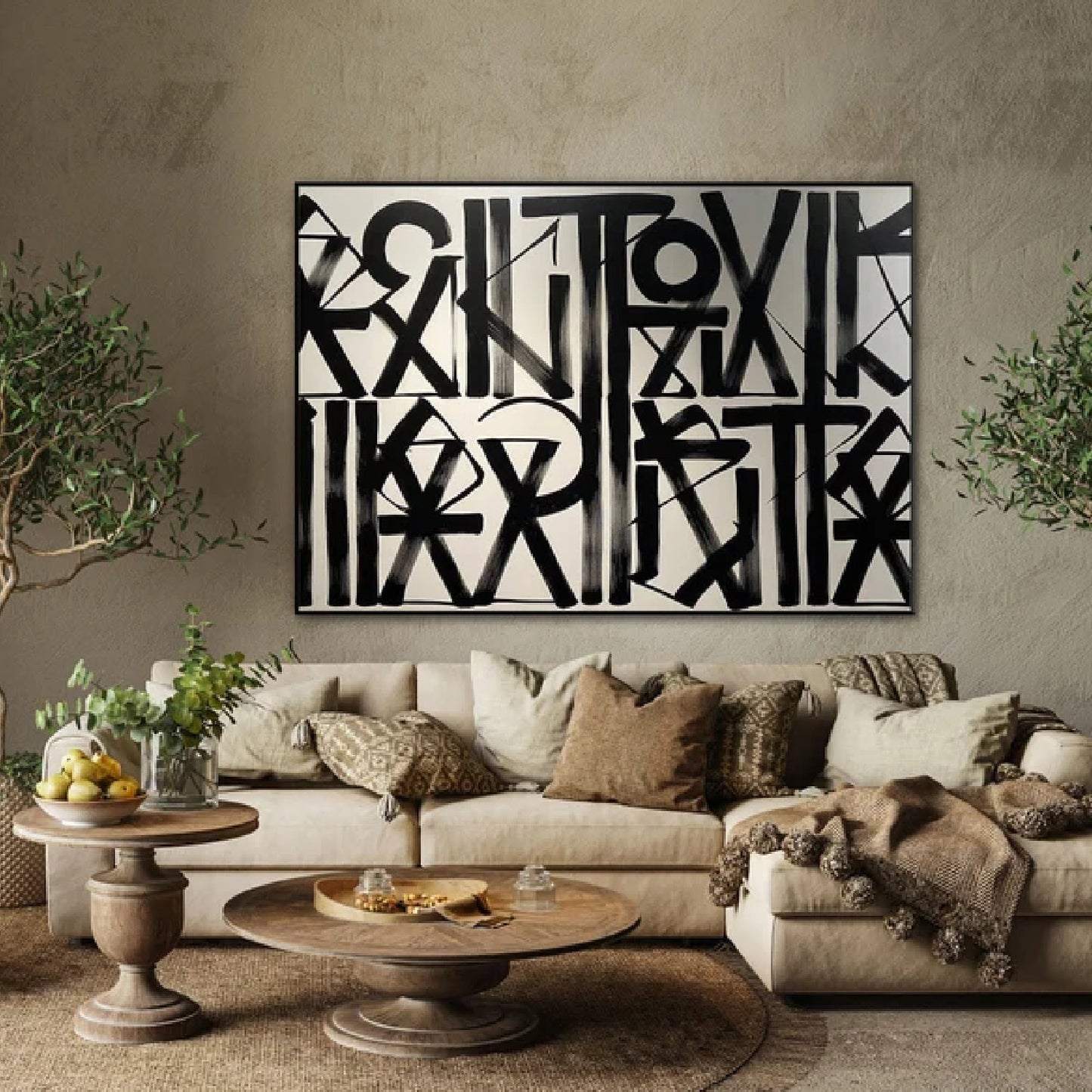 Retna Calligraphy Fonts Abstract Canvas Painting