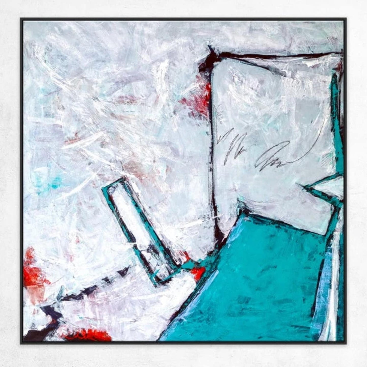 Abstract Blue White Minimal Expressionism Painting