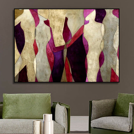 Purple and Golden Figures Abstract Wall Artwork