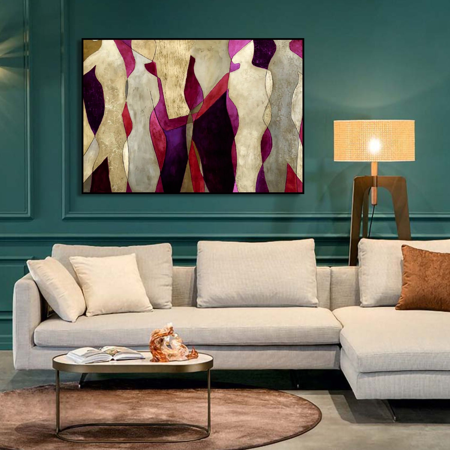 Purple and Golden Figures Abstract Wall Artwork