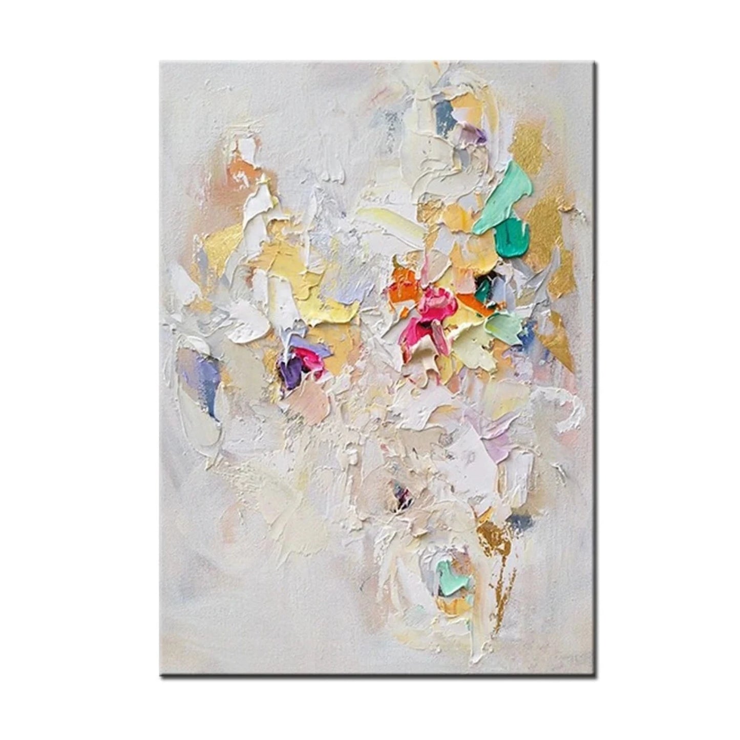 Chic Pastel Knife Textured Abstract Canvas Art Painting