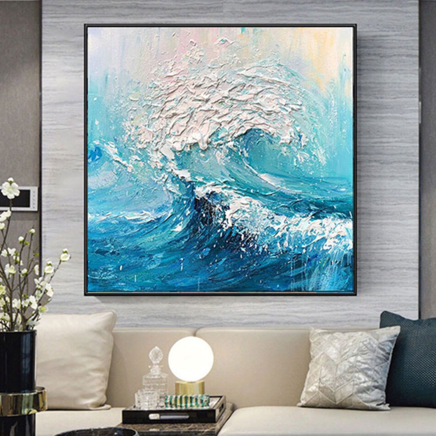 100% Hand-painted Abstract Majestic Wave Wall Art