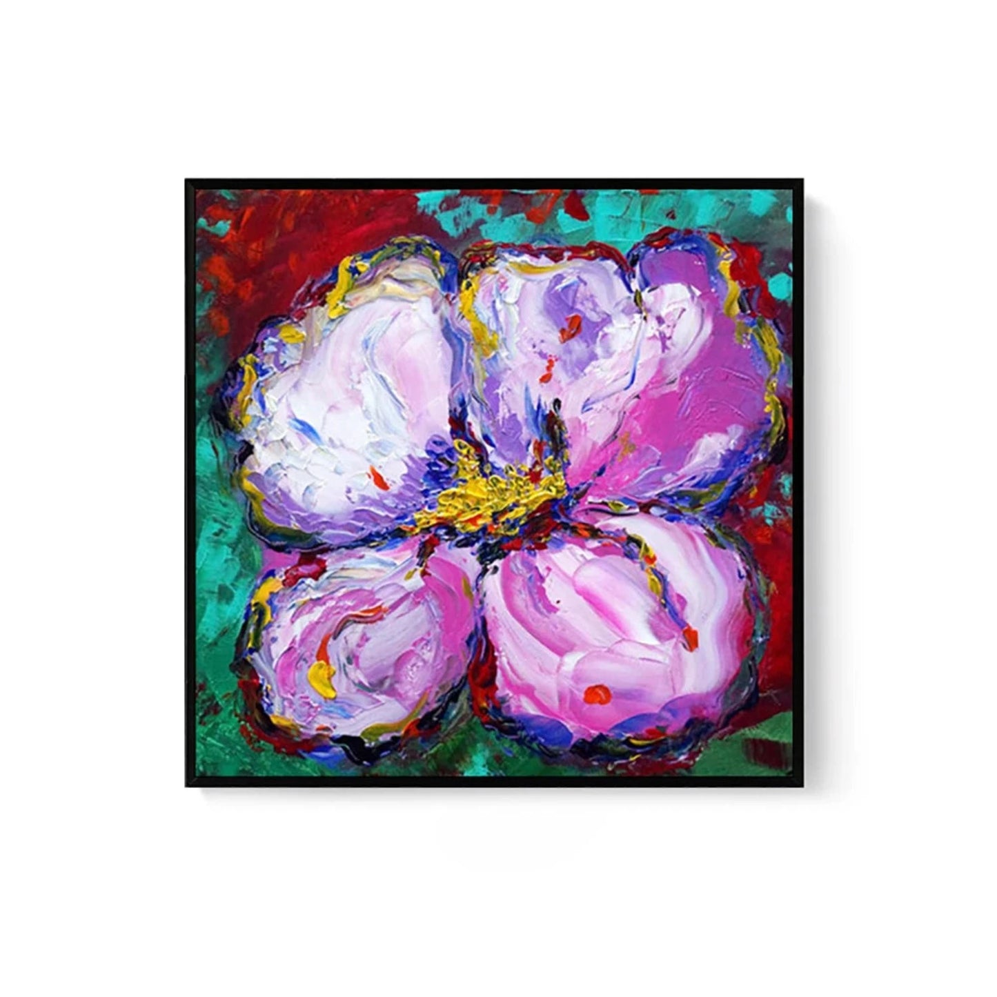 Beautiful Pink Textured Blooming Floral Impasto Wall Art