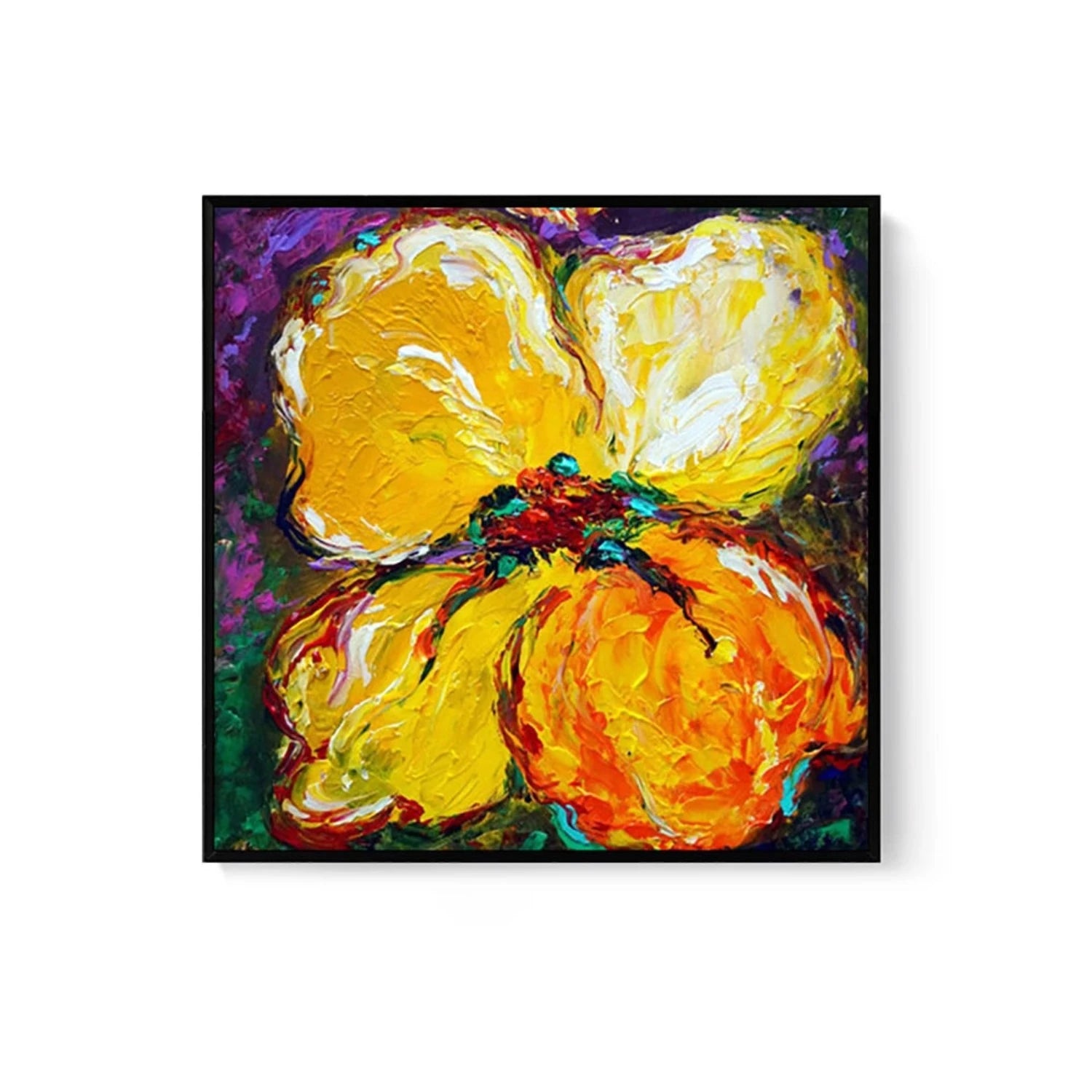 Vibrant Yellow Blossom Bold Impasto Oil Painting