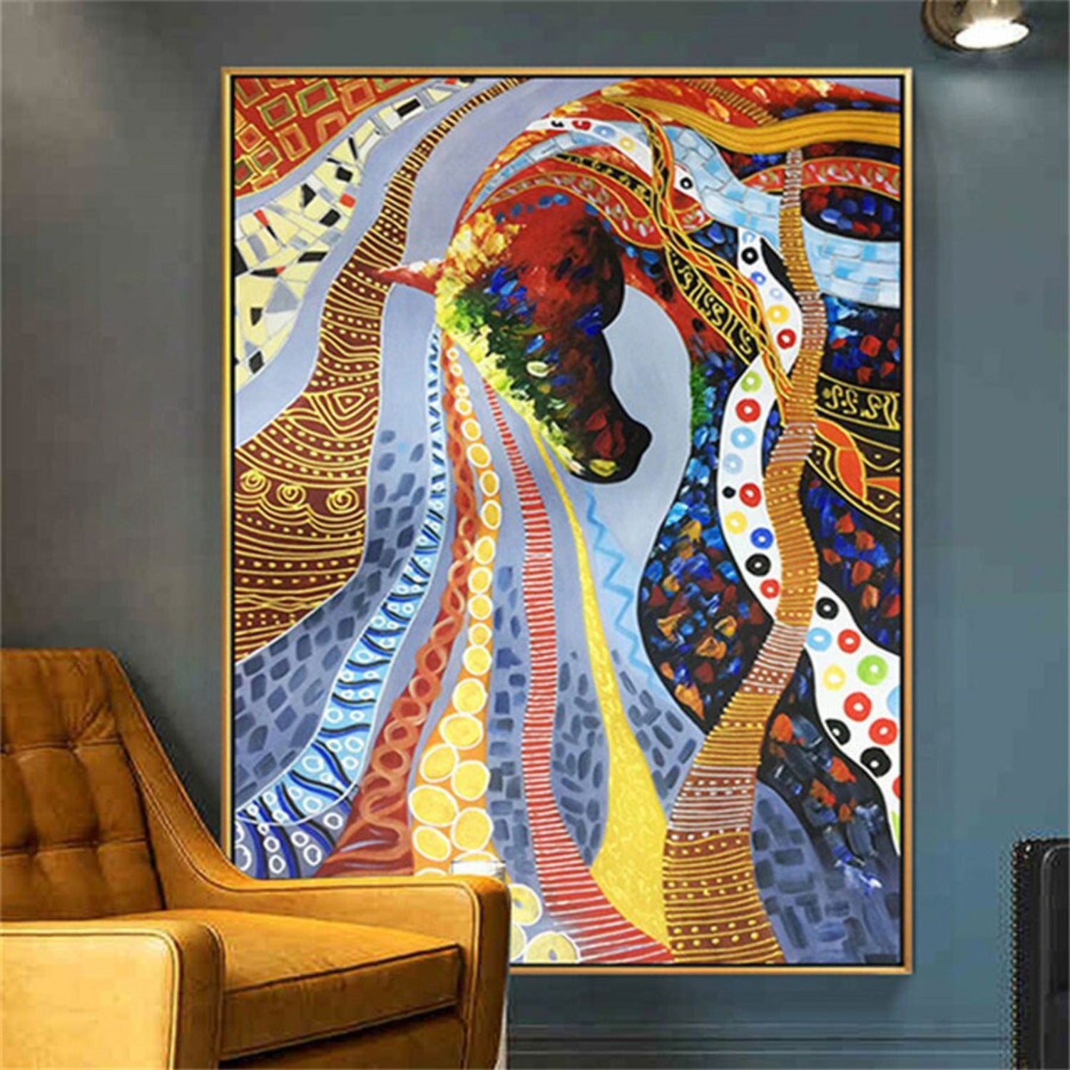 Artistic Dazzling Unicorn Colourful Wall Painting