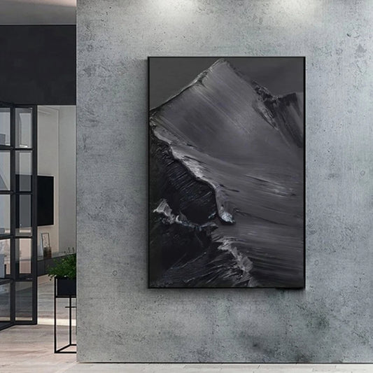 3D Black Mountain Peak Abstract Wall Hanging Textured Art