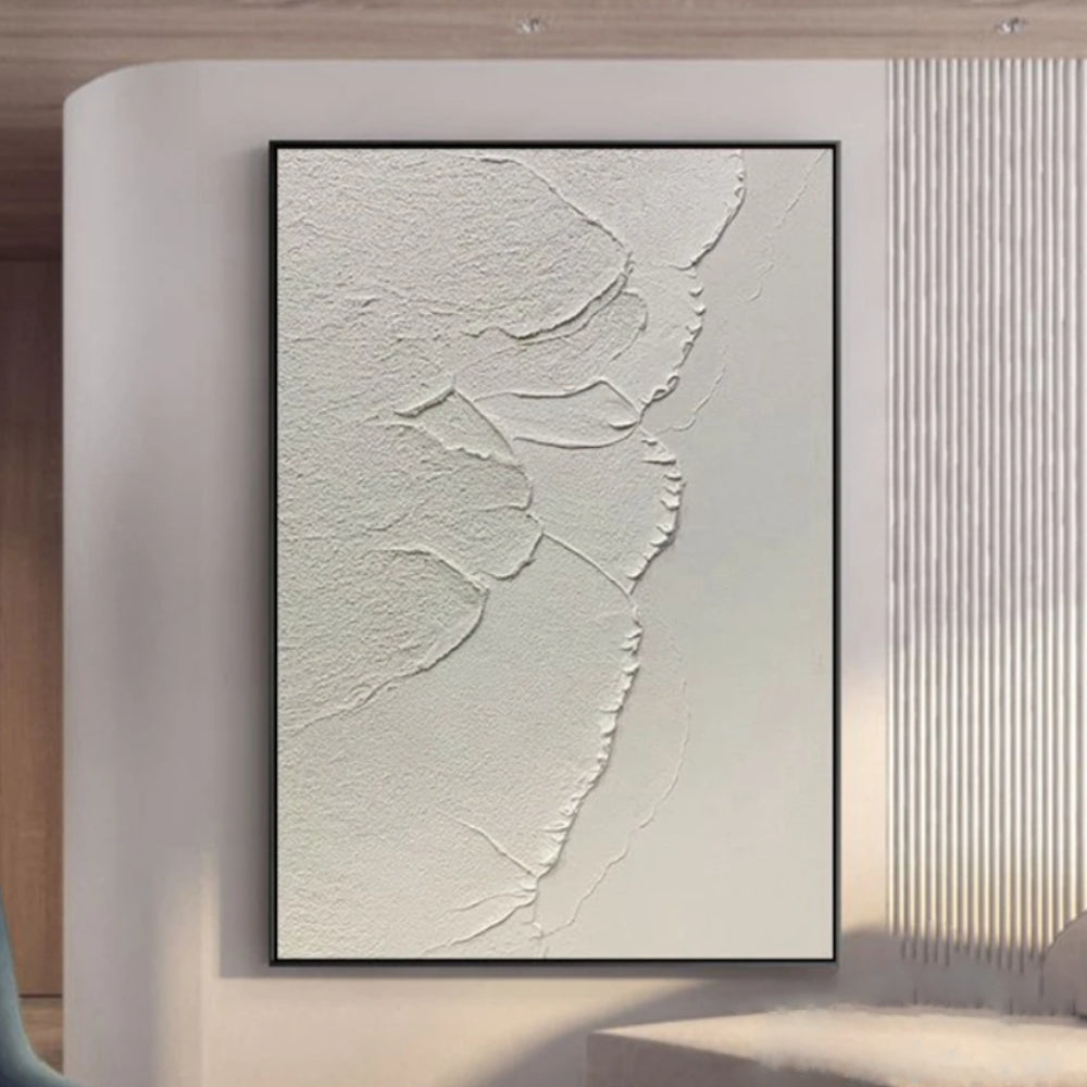3D White Seashore Coastline Textured Handmade Abstract Oil Painting
