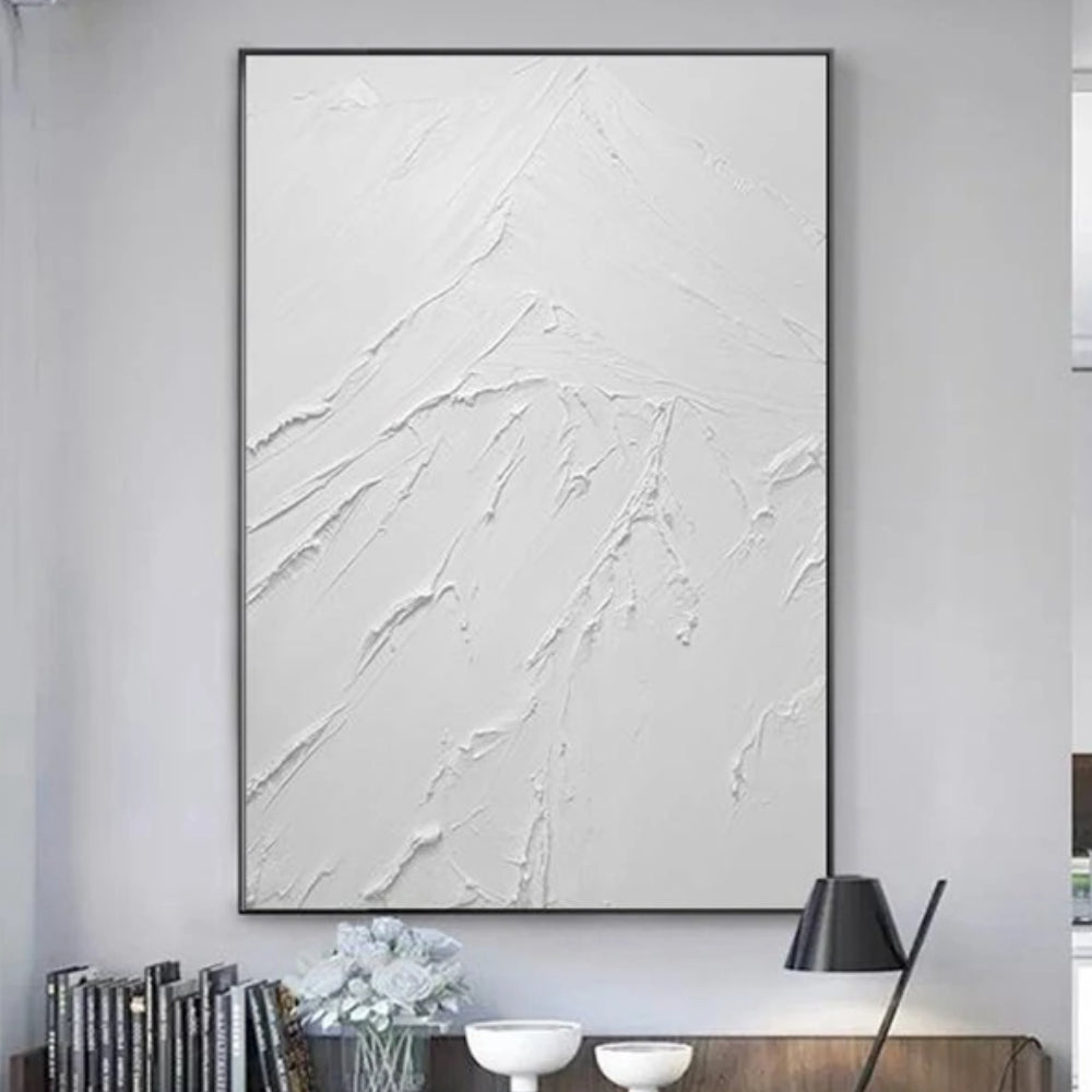 3D White Snow Mountain Textured Handmade Abstract Oil Painting