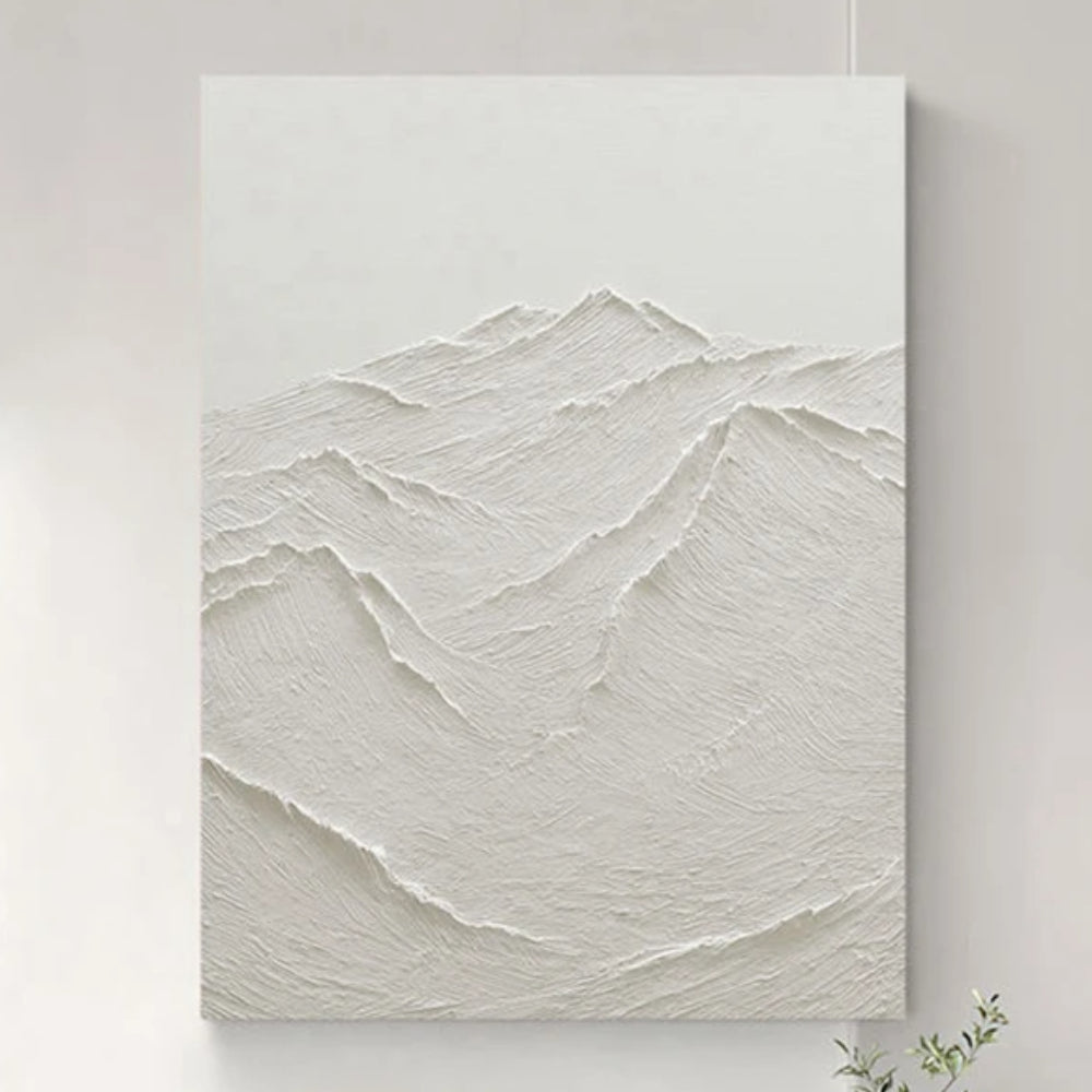 3D White Textured Mountain Ranges Abstract Living Room Oil Painting
