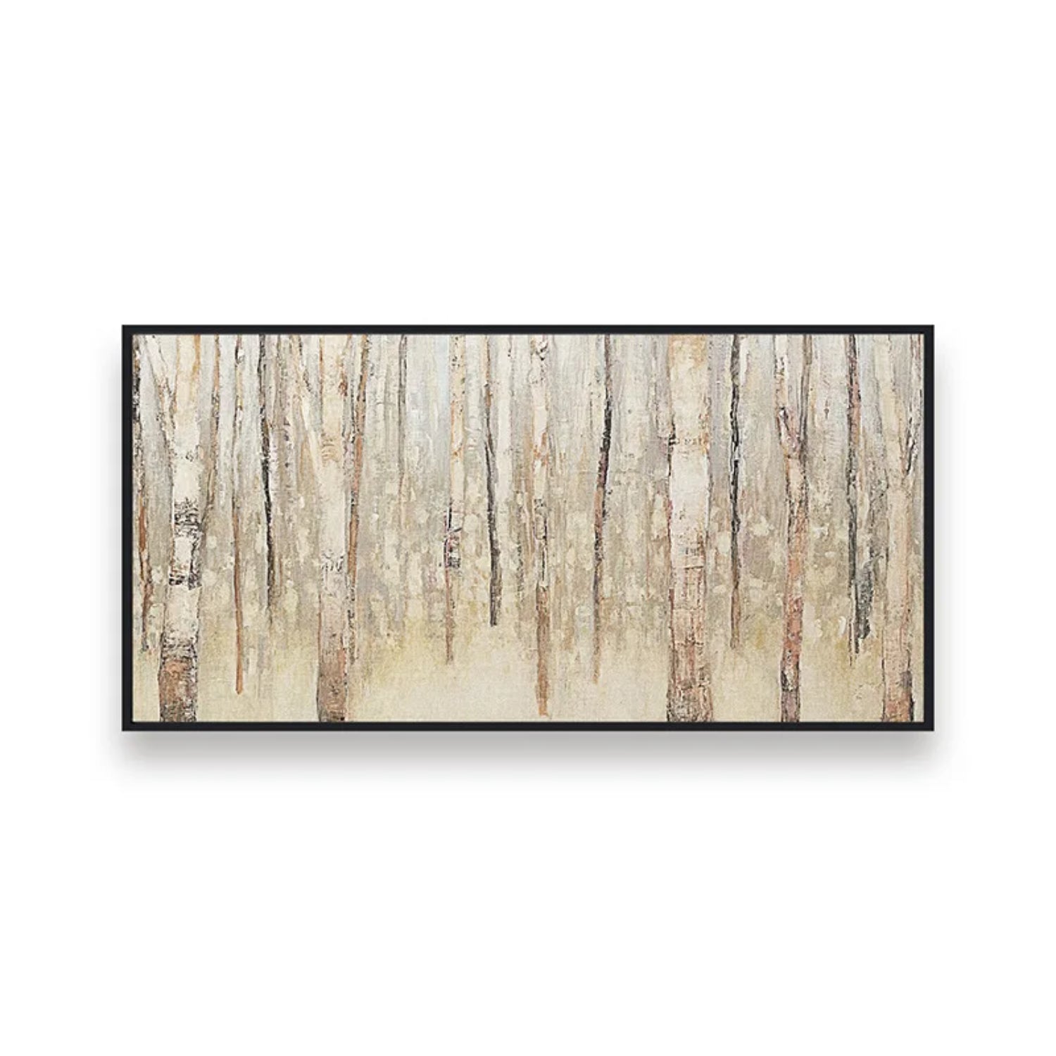 Abstract Birches in Winter Landscape Oil Painting