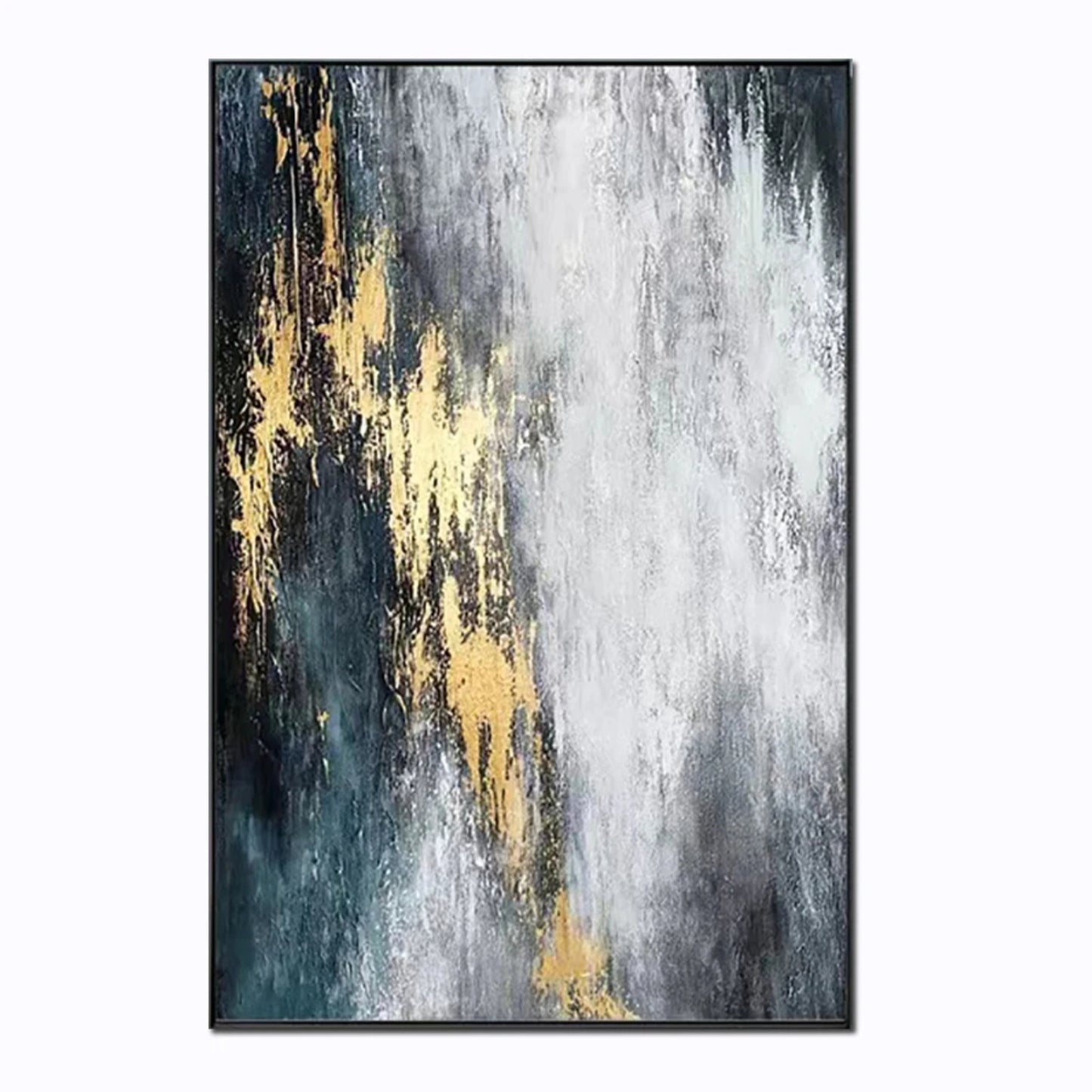 Abstract Seascape Arial View Gold Foil Textured Oil Painting
