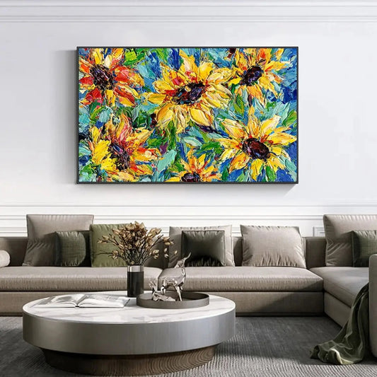 Acrylic Blossom Sunflowers Palette Knife Wall Art