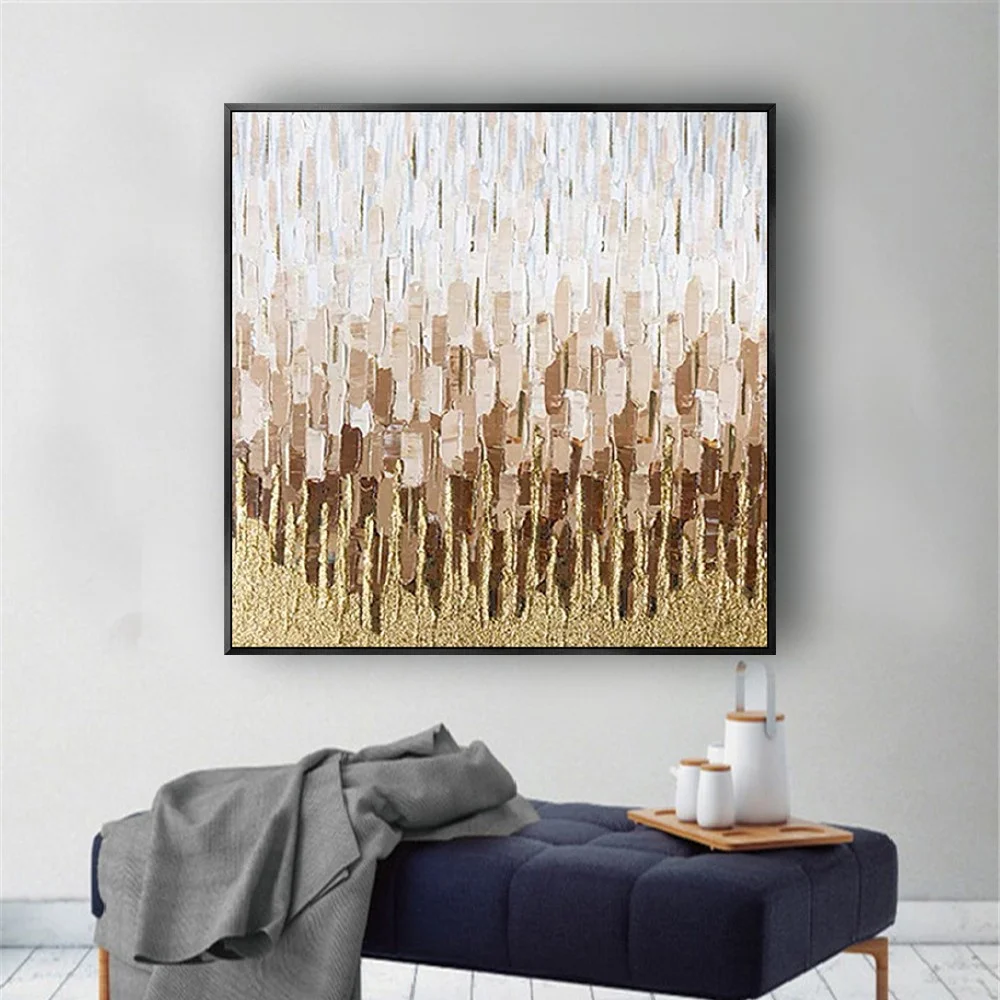 Luxury Gold Foil Glitter Palette Knife Textured Painting