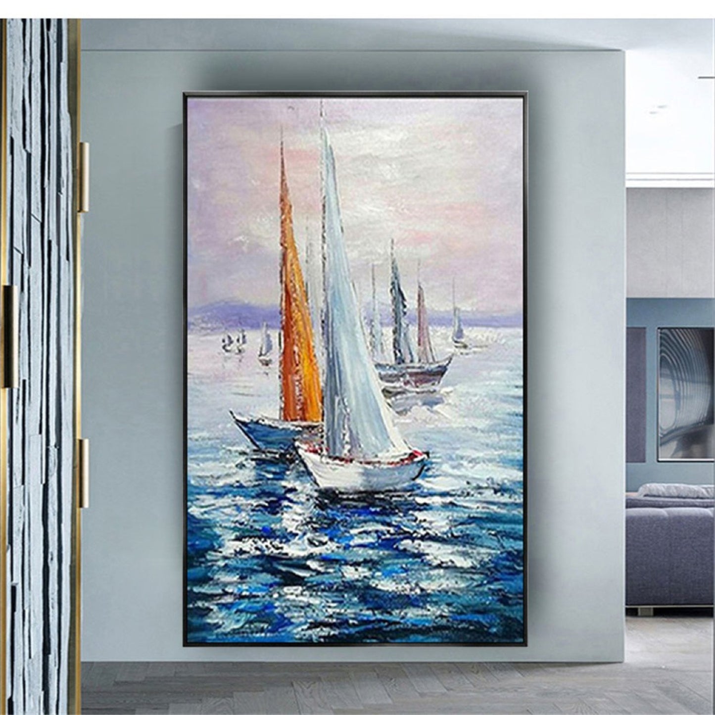 Colourful Sail Sea Boats Canvas Oil Wall Painting