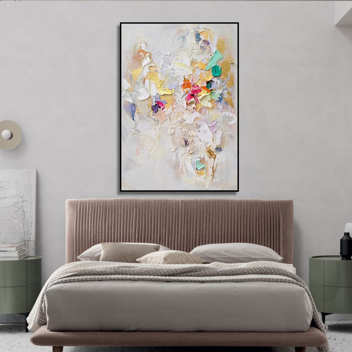 Chic Pastel Knife Textured Abstract Canvas Art Painting
