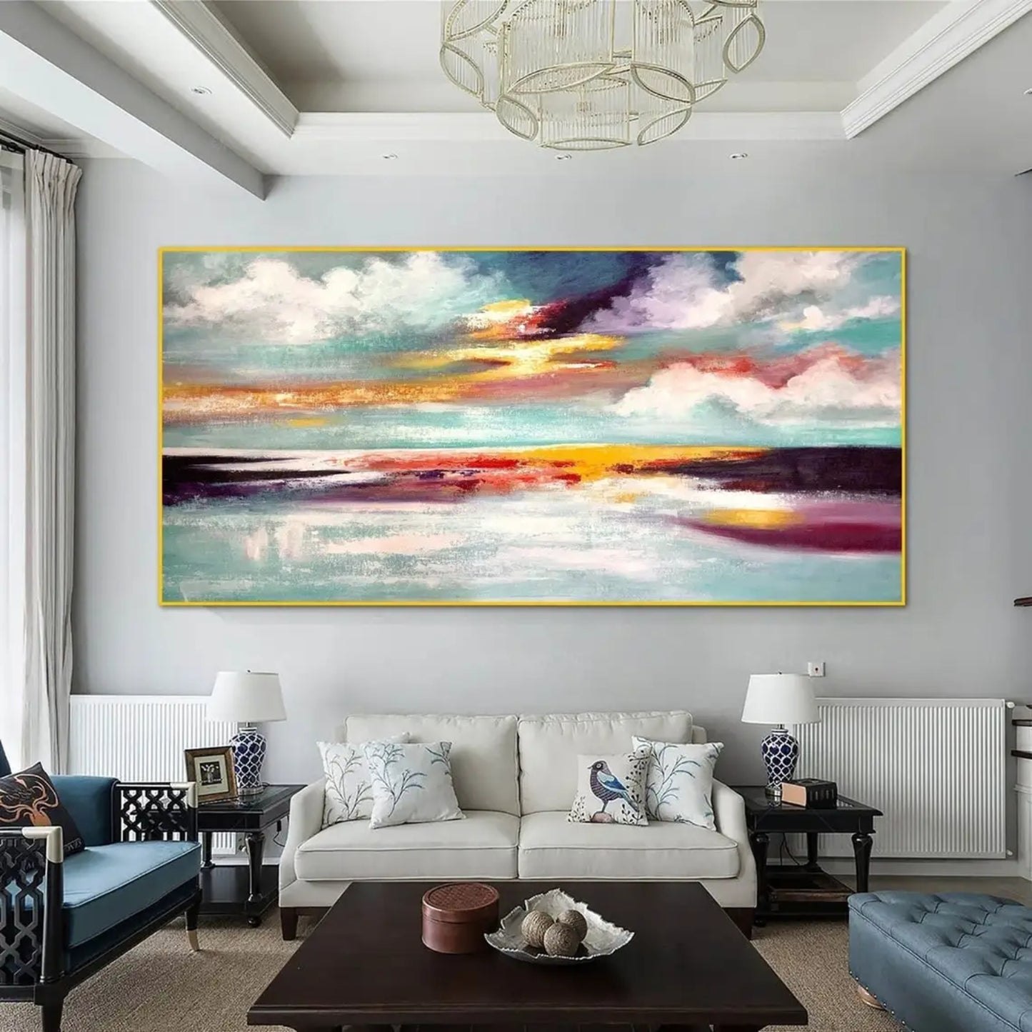 Extra Large Nordic Ocean Sunset Abstract Painting