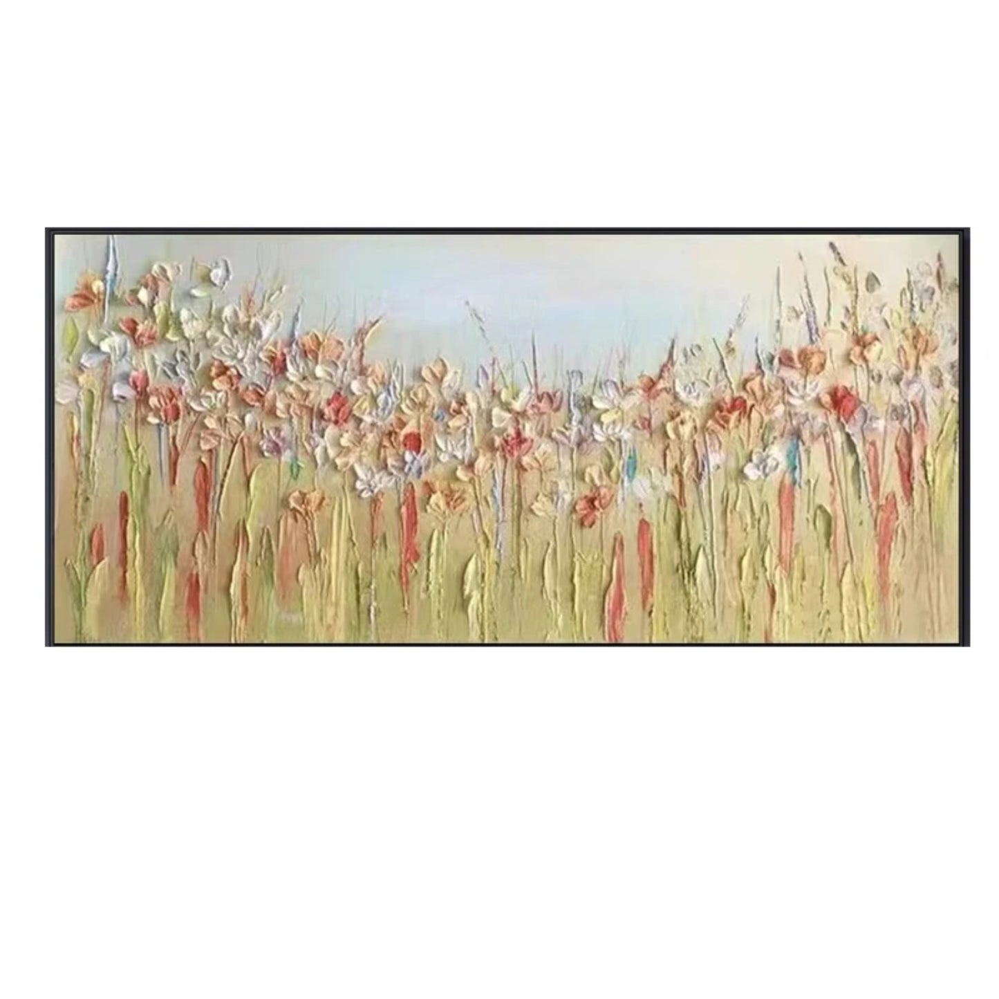 3D Textured Field of Wildflowers Stunning Painting