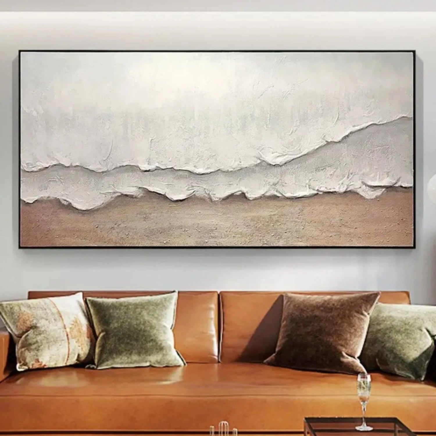 3D Textured Nordic Coastal Canvas Oil Painting