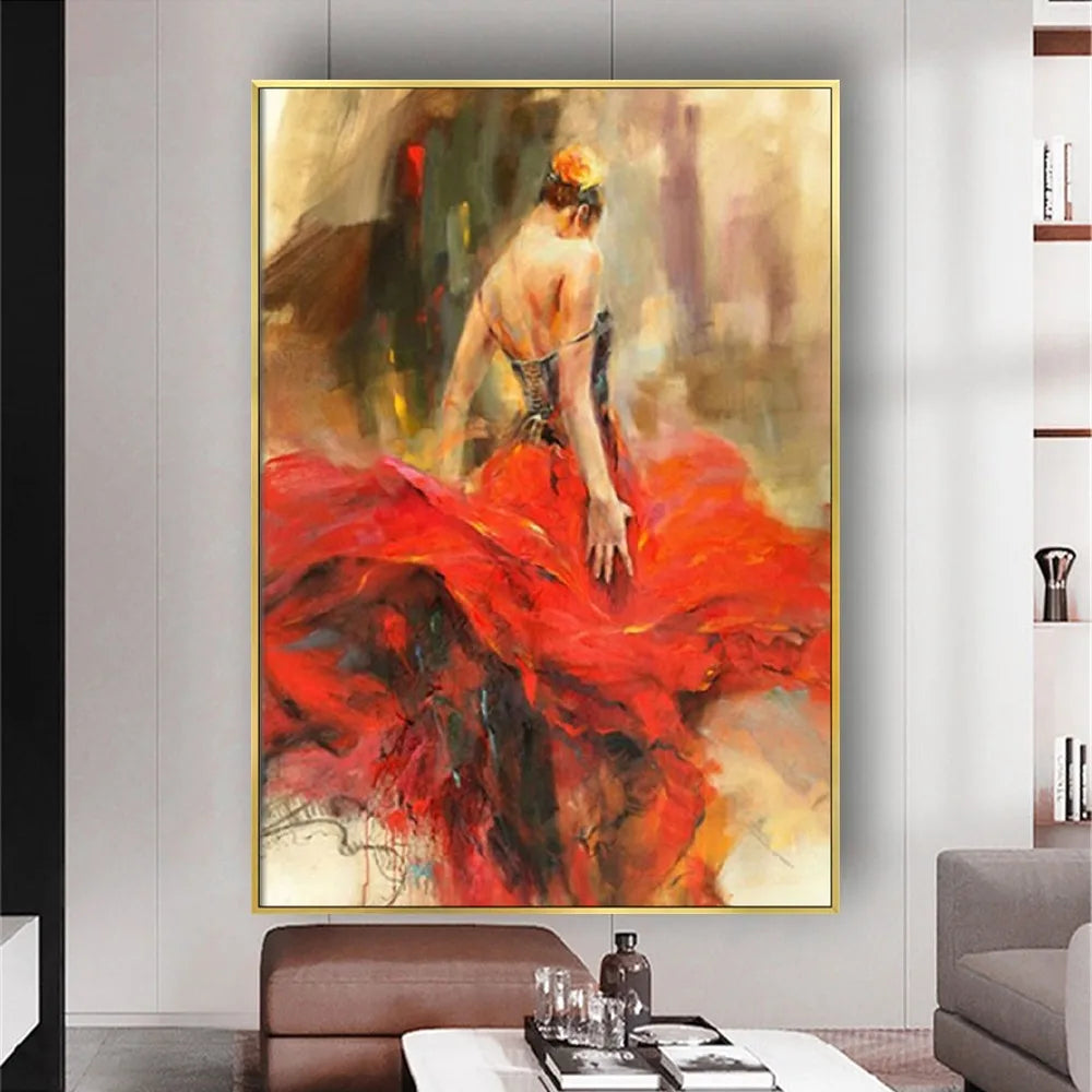 Beautiful Flamenco Dancing Girl Abstract Painting