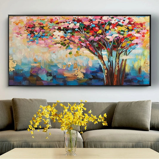 Abstract Fanciful Multicolour Tree Textured Wall Art