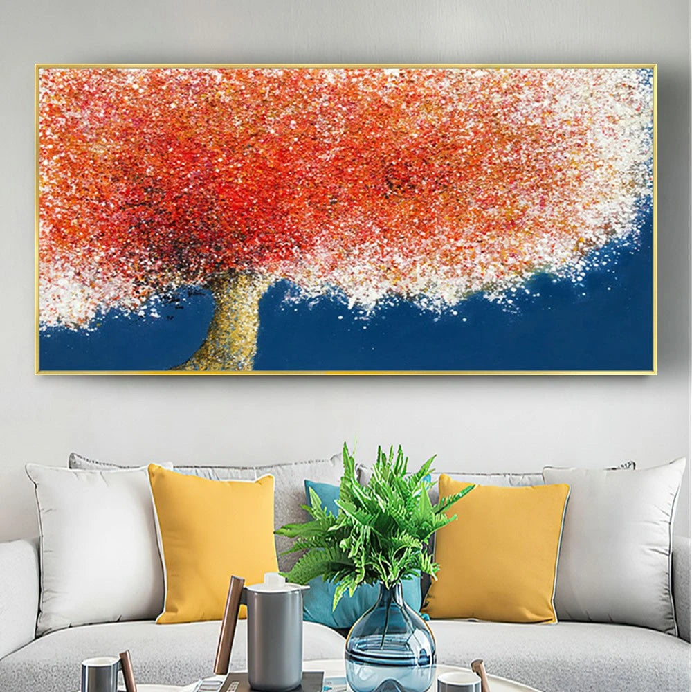 Large Orange Blossom Tree Textured Oil Painting