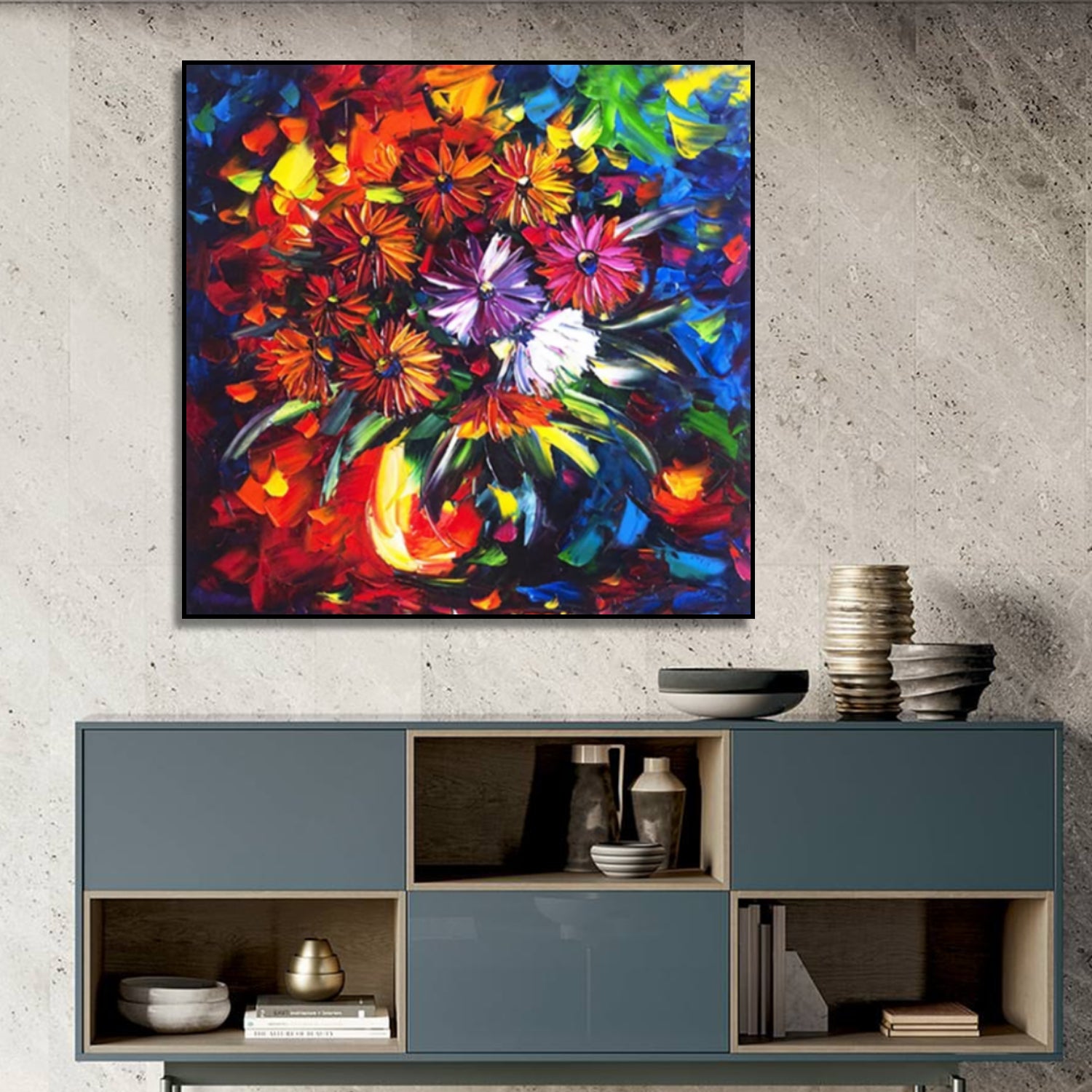 Radiant Garden Impasto Dynamic Floral Wall Art Painting