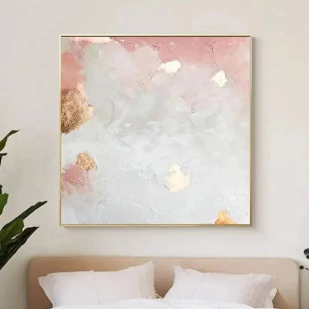 Abstract Pink Textured Cloudy Sky Modern Painting