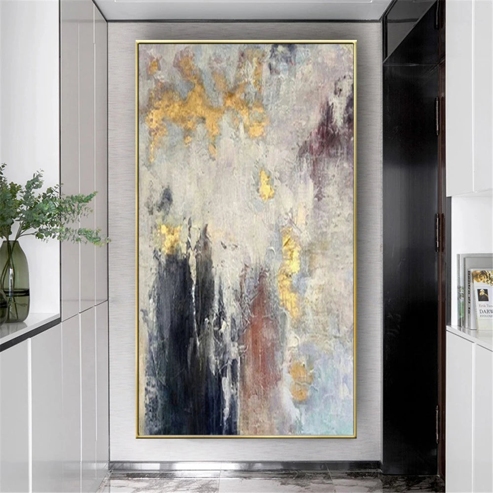 Extra Large Gold Foil Textured Abstract Wall Painting