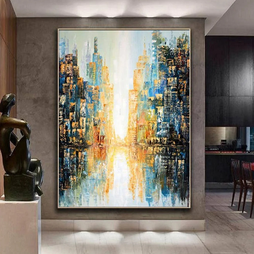 Abstract Skyline New York Cityscape Textured Artwork
