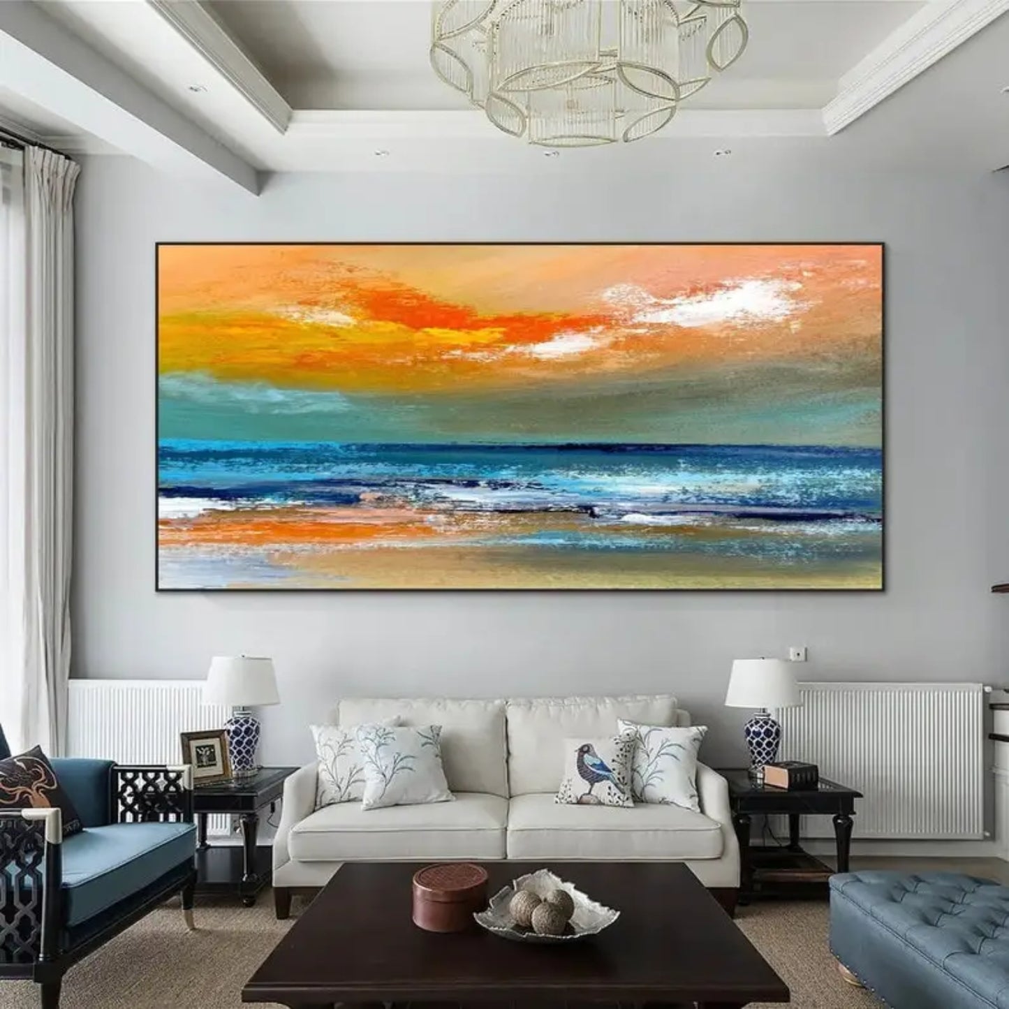 Large Evening Beach Abstract Textured Painting