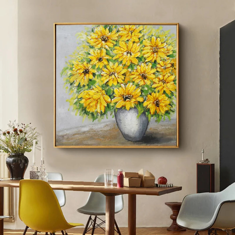 Modern Palette Knife Sunflower Abstract Painting