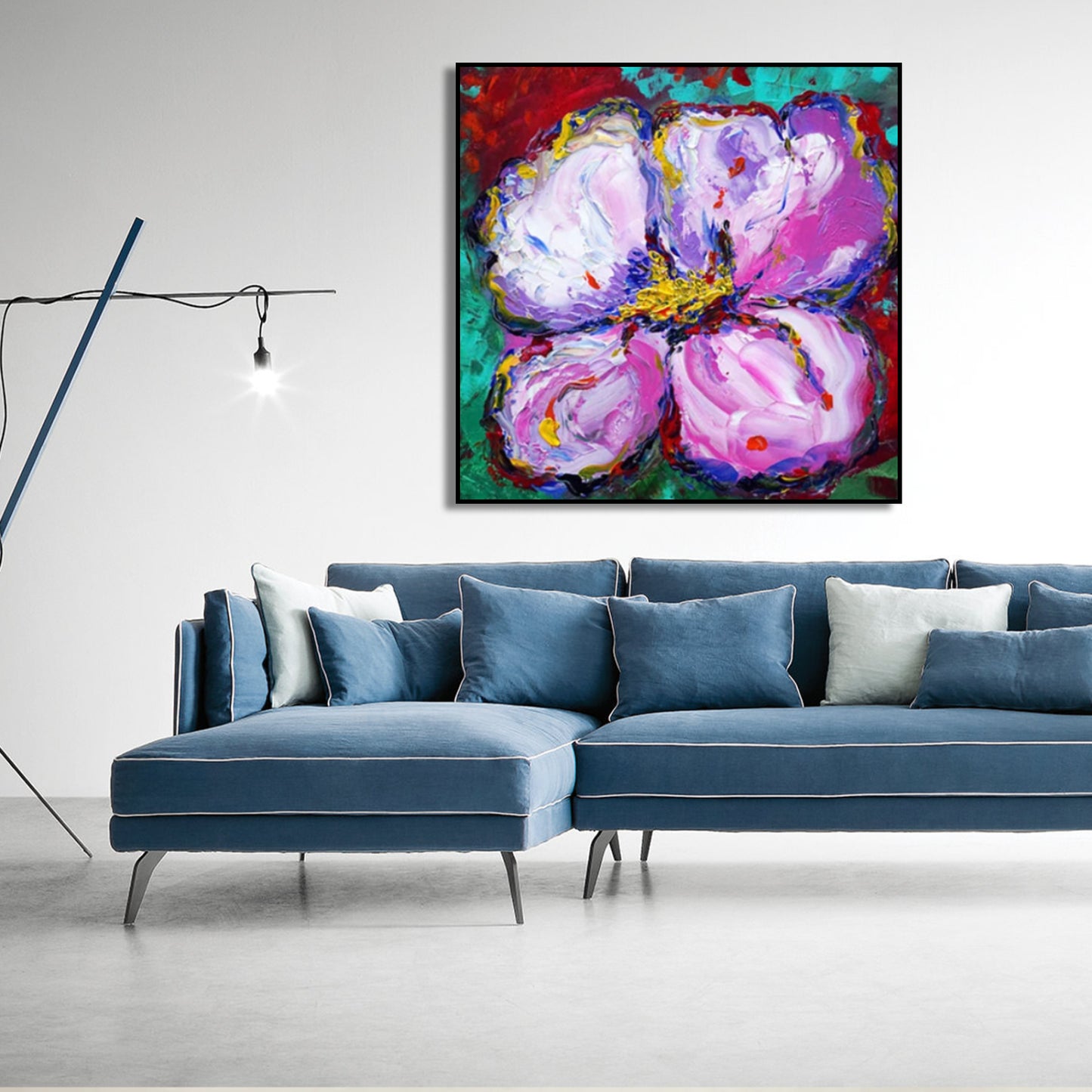 Beautiful Pink Textured Blooming Floral Impasto Wall Art